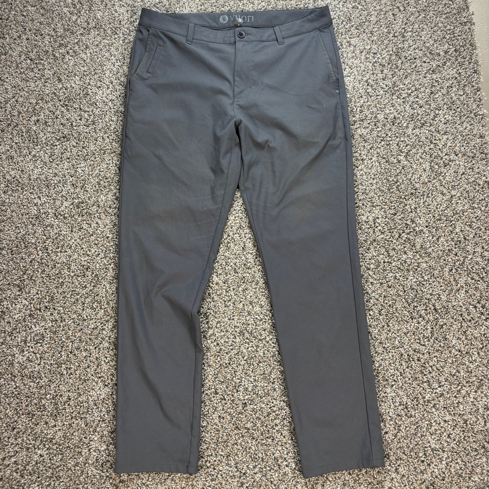Vuori Meta Pants Men's 34x30 Charcoal Grey Stretch Technical Chino Trousers
